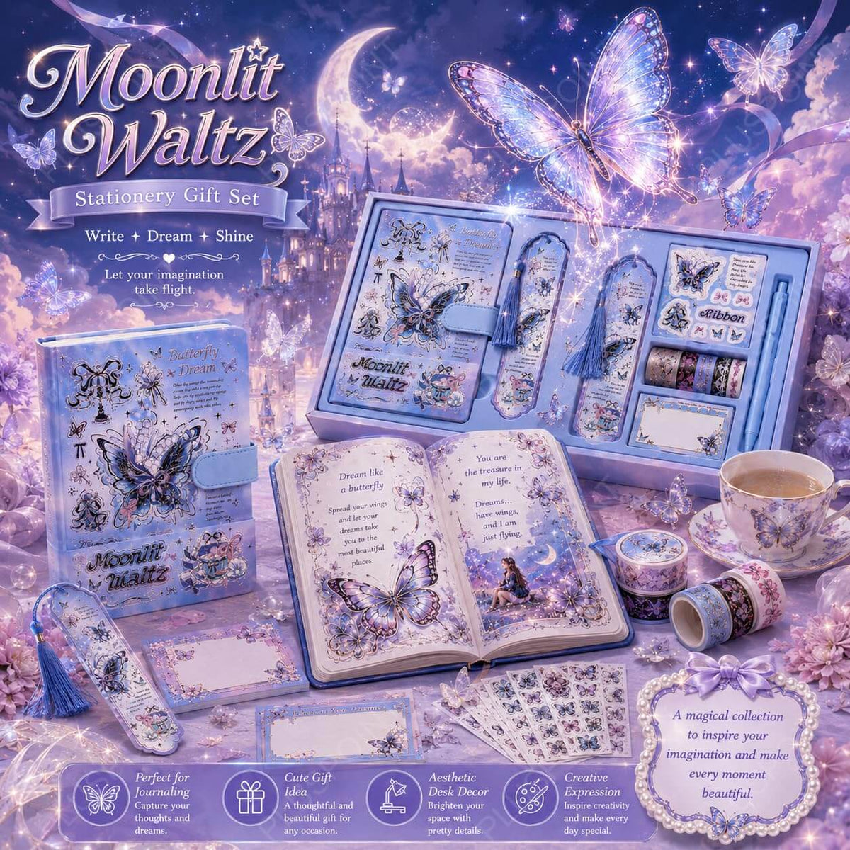 Premium Butterfly Magnetic Diary Gift Set
