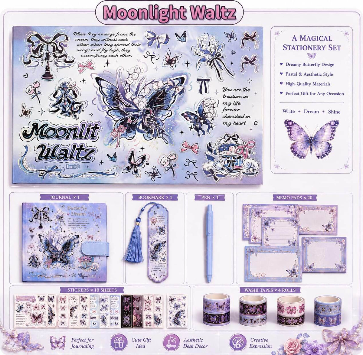 Premium Butterfly Magnetic Diary Gift Set