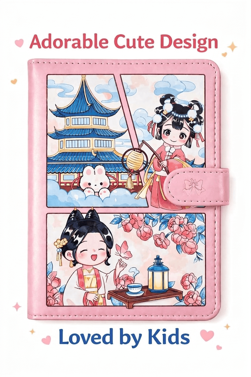 Cute Kawaii PU Leather Diary Notebook with Magnetic Closure