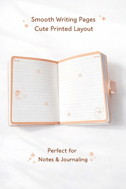 Cute Kawaii PU Leather Diary Notebook with Magnetic Closure