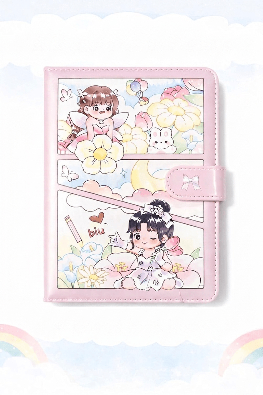 Cute Kawaii PU Leather Diary Notebook with Magnetic Closure
