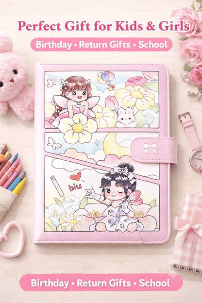 Cute Kawaii PU Leather Diary Notebook with Magnetic Closure