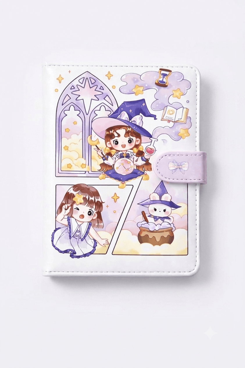 Cute Kawaii PU Leather Diary Notebook with Magnetic Closure