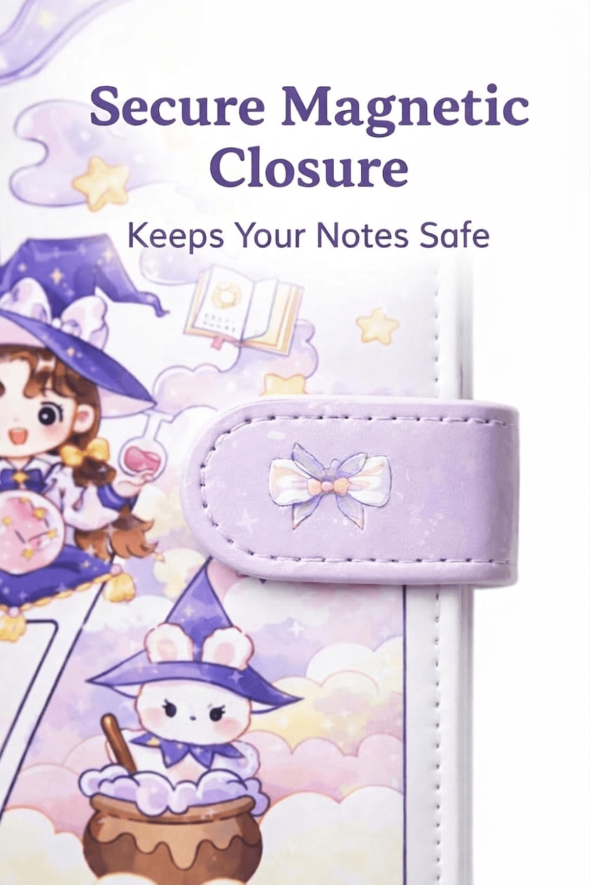Cute Kawaii PU Leather Diary Notebook with Magnetic Closure
