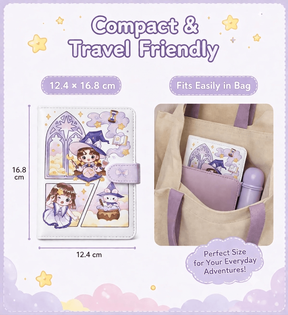 Cute Kawaii PU Leather Diary Notebook with Magnetic Closure