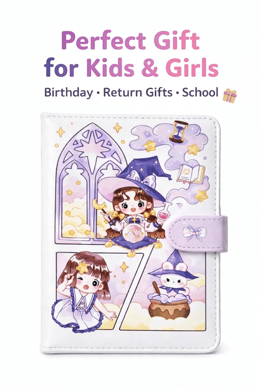 Cute Kawaii PU Leather Diary Notebook with Magnetic Closure