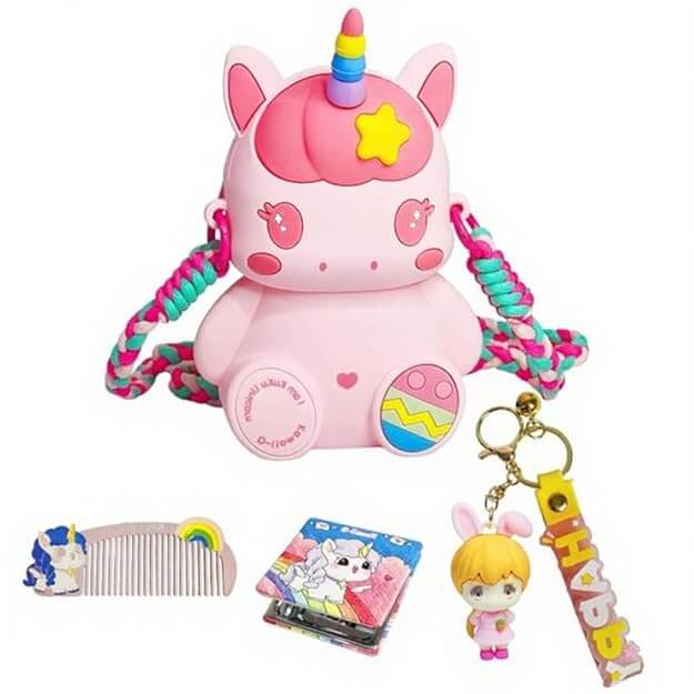 Purple Unicorn Cute Theme Shape Mini Sling bag for Girls