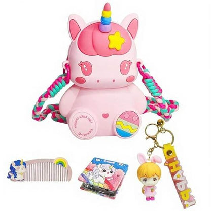 Purple Unicorn Cute Theme Shape Mini Sling bag for Girls