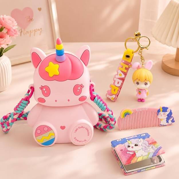 Purple Unicorn Cute Theme Shape Mini Sling bag for Girls