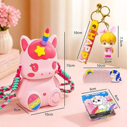 Purple Unicorn Cute Theme Shape Mini Sling bag for Girls