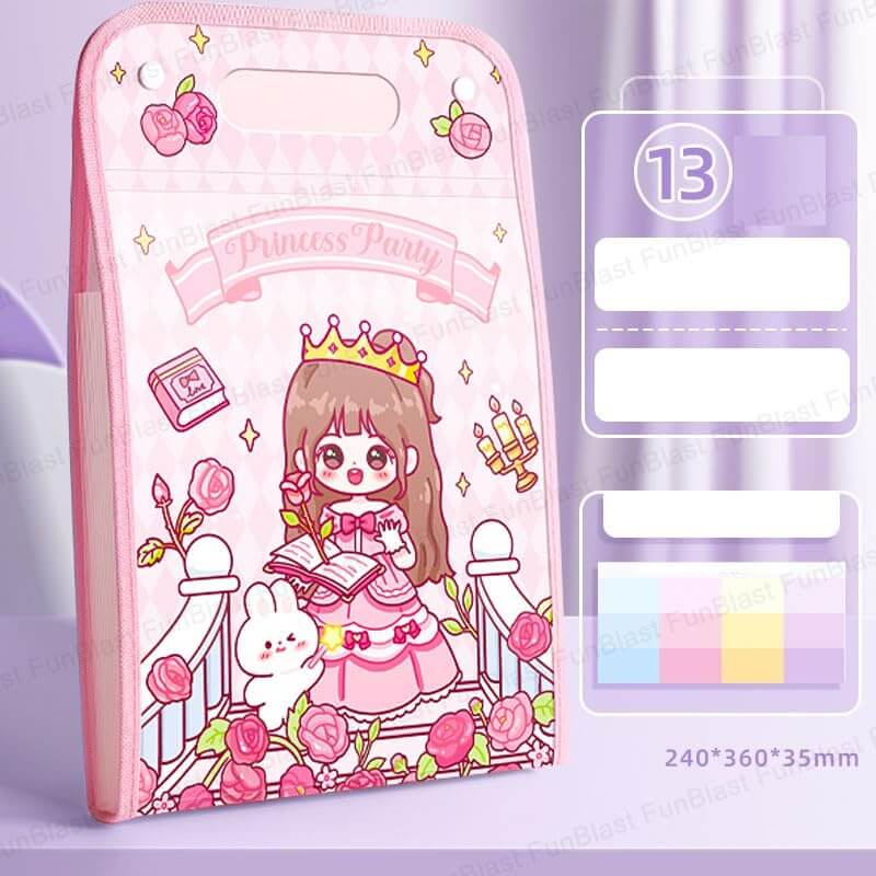 Princess Party File Folder with Button Lock and Handle