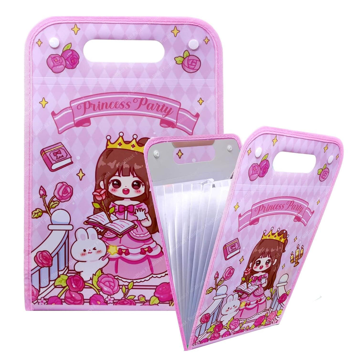Princess Party File Folder with Button Lock and Handle