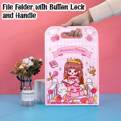 Princess Party File Folder with Button Lock and Handle