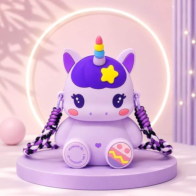 Purple Unicorn Cute Theme Shape Mini Sling bag for Girls