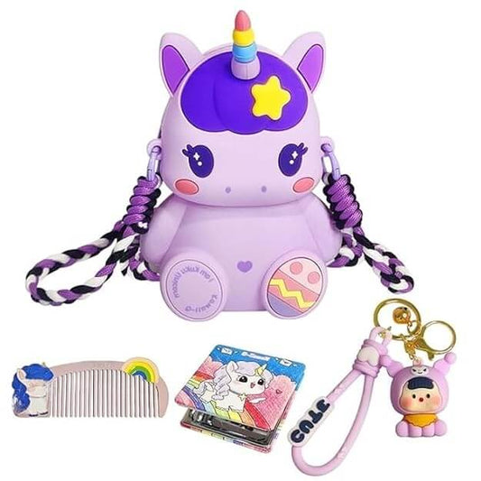 Purple Unicorn Cute Theme Shape Mini Sling bag for Girls