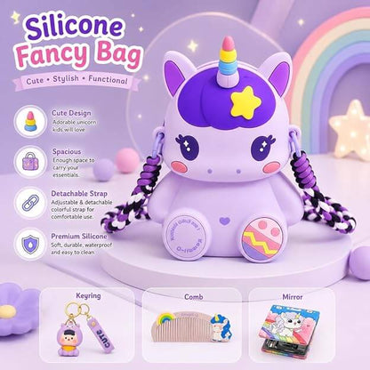 Purple Unicorn Cute Theme Shape Mini Sling bag for Girls