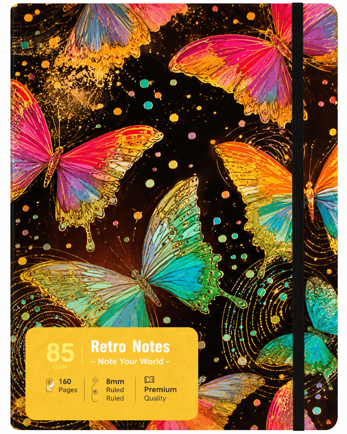 Retro Notes Hardcover Journal Notebook.