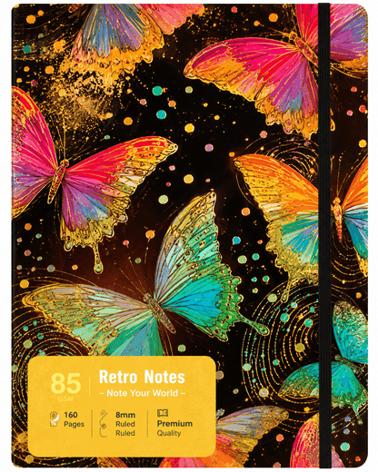 Retro Notes Hardcover Journal Notebook.