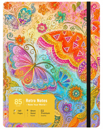 Retro Notes Hardcover Journal Notebook.