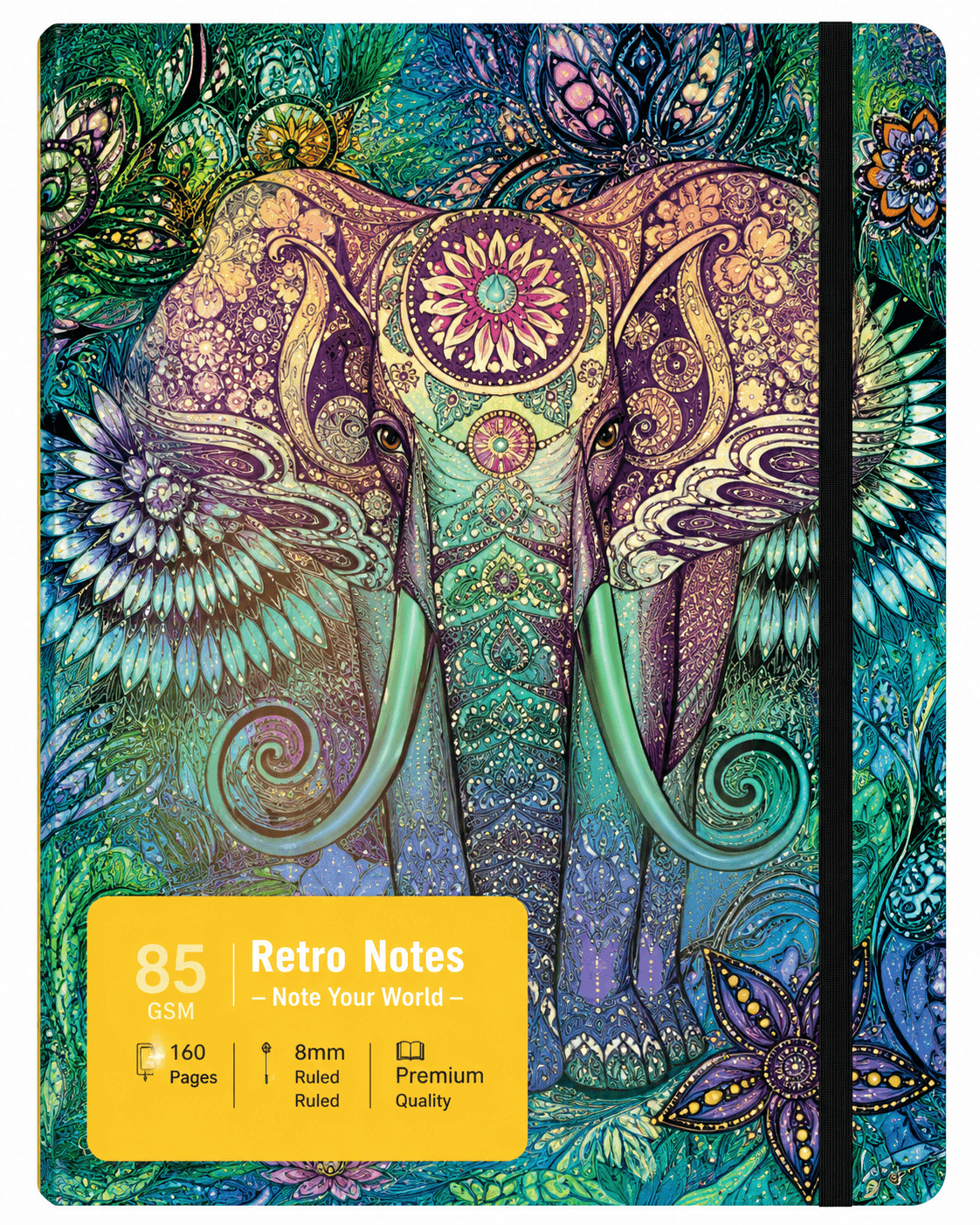 Retro Notes Hardcover Journal Notebook.