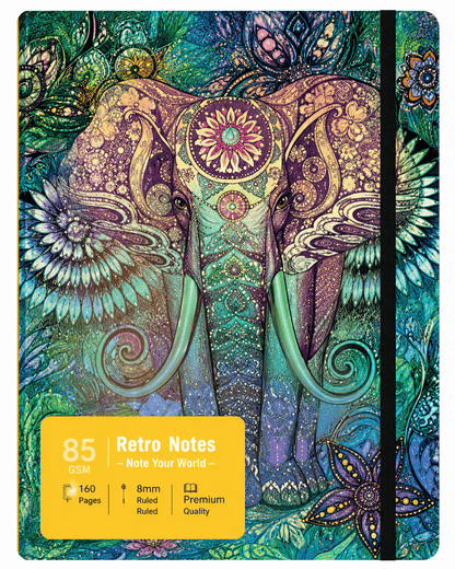 Retro Notes Hardcover Journal Notebook.