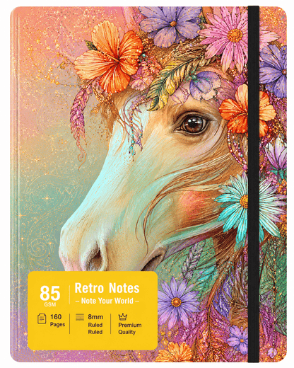 Retro Notes Hardcover Journal Notebook.
