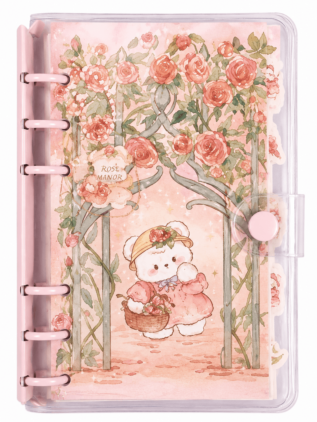 Rose Manor Mini Loose Leaf Binder Notebook