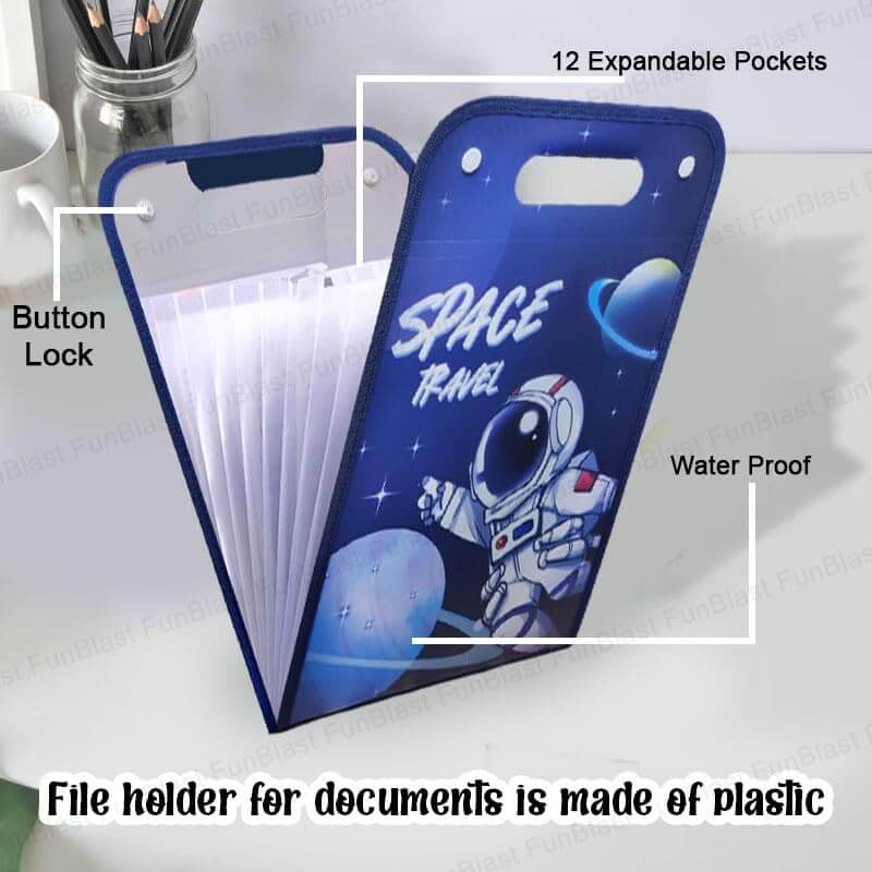 Space Travel  File Folder with Button Lock and Handle.
