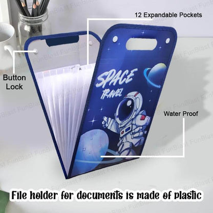 Space Travel  File Folder with Button Lock and Handle.