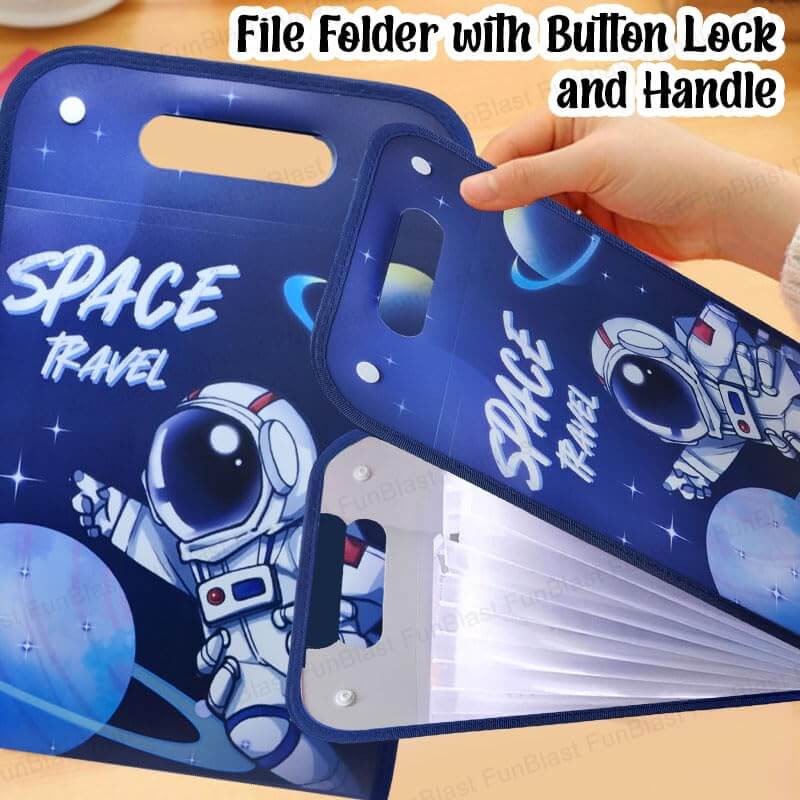 Space Travel  File Folder with Button Lock and Handle.