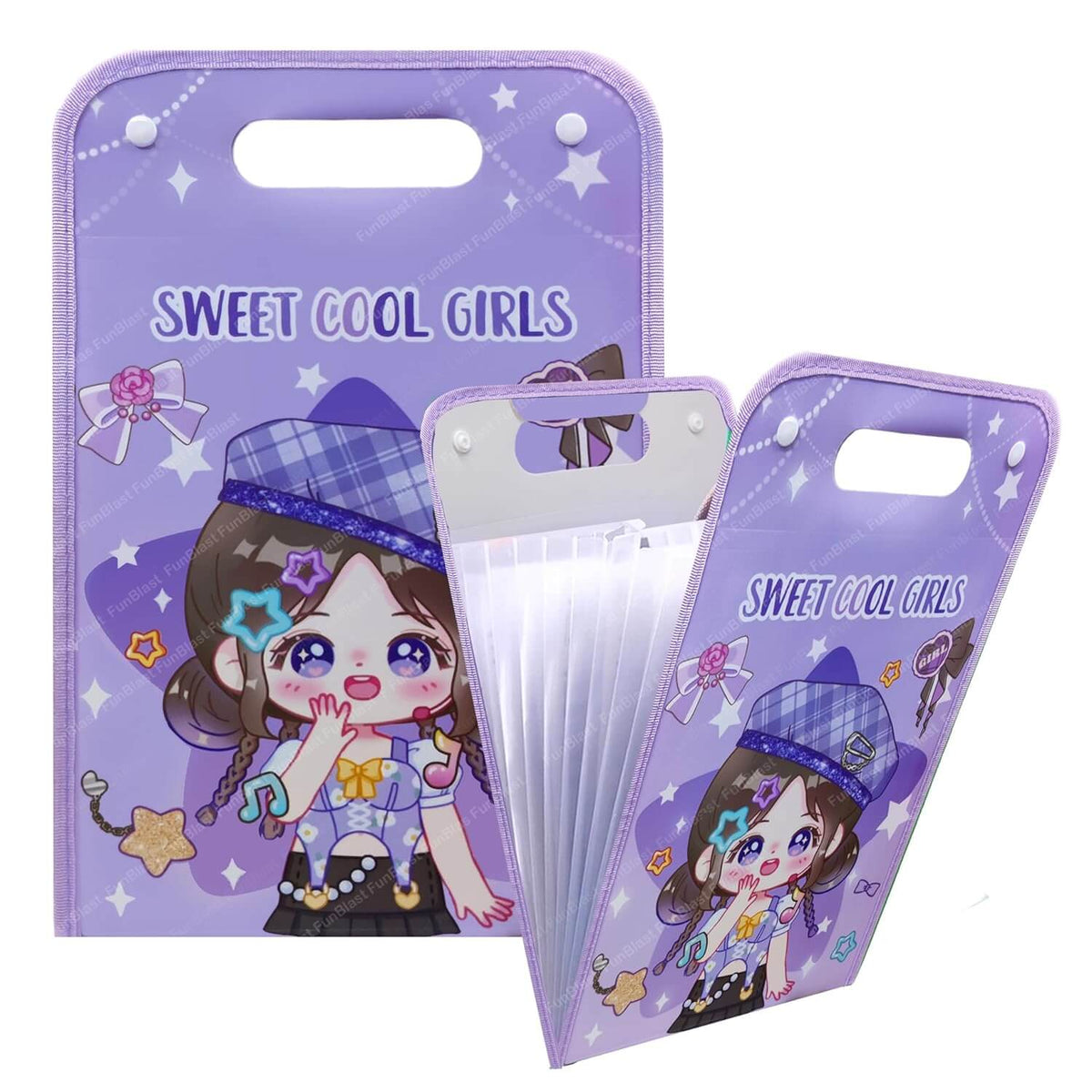 Sweet Girl  File Folder with Button Lock and Handle
