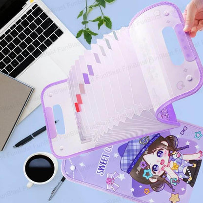 Sweet Girl  File Folder with Button Lock and Handle