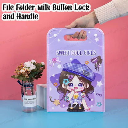 Sweet Girl  File Folder with Button Lock and Handle