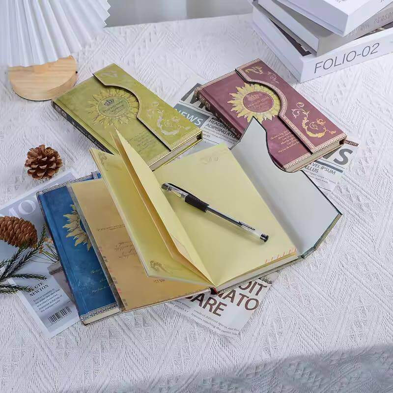 Vintage Sunflower Hardcover Journal with Magnetic Flap Closure