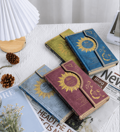 Vintage Sunflower Hardcover Journal with Magnetic Flap Closure