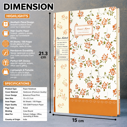 Botanical Floral Hardcover Writing Notebook