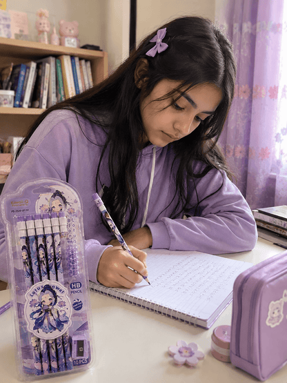Lotus Blossom HB Pencil Set (10 PCS)