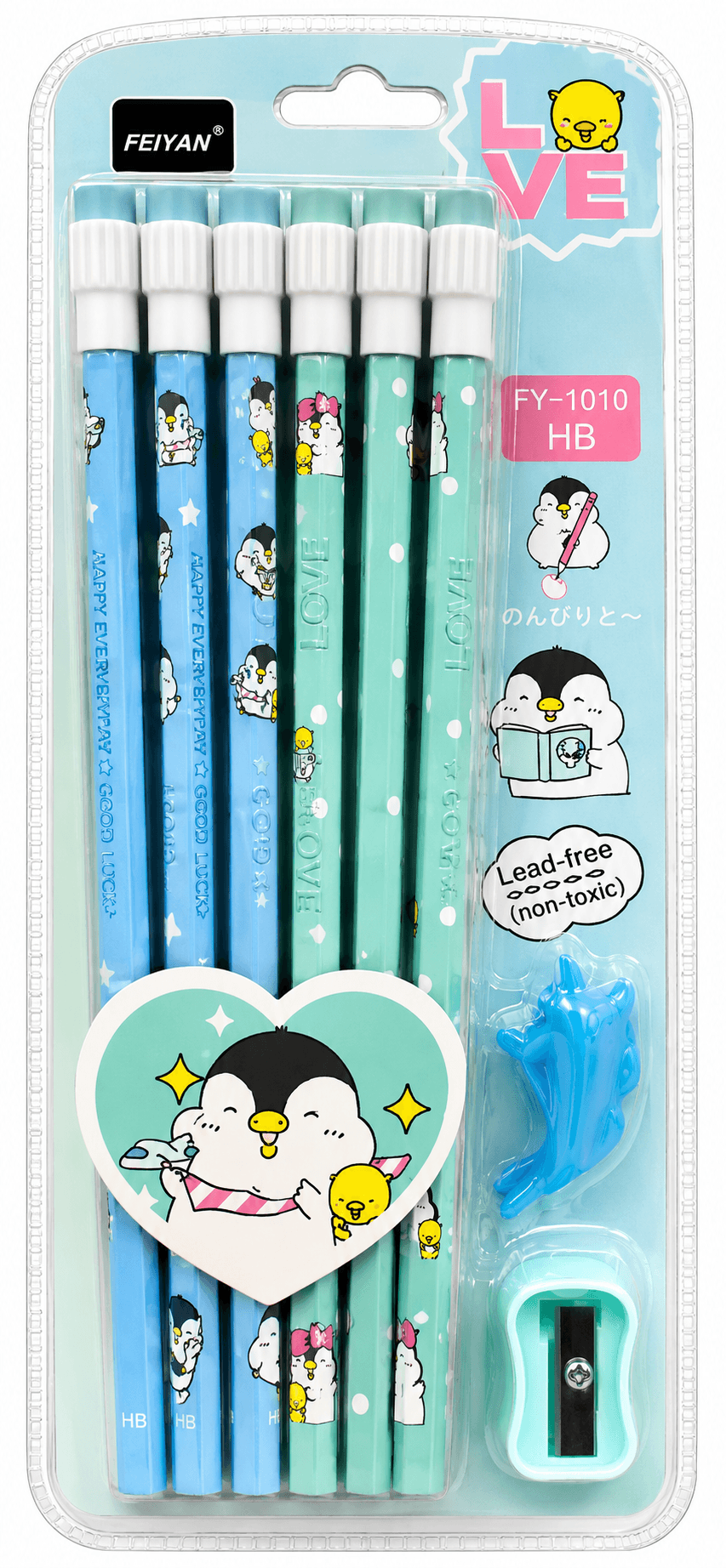 FEIYAN Cute Cartoon HB Pencil Set for Kids Set