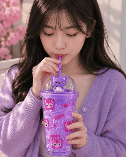 Cute Glitter Fox Kids Tumbler