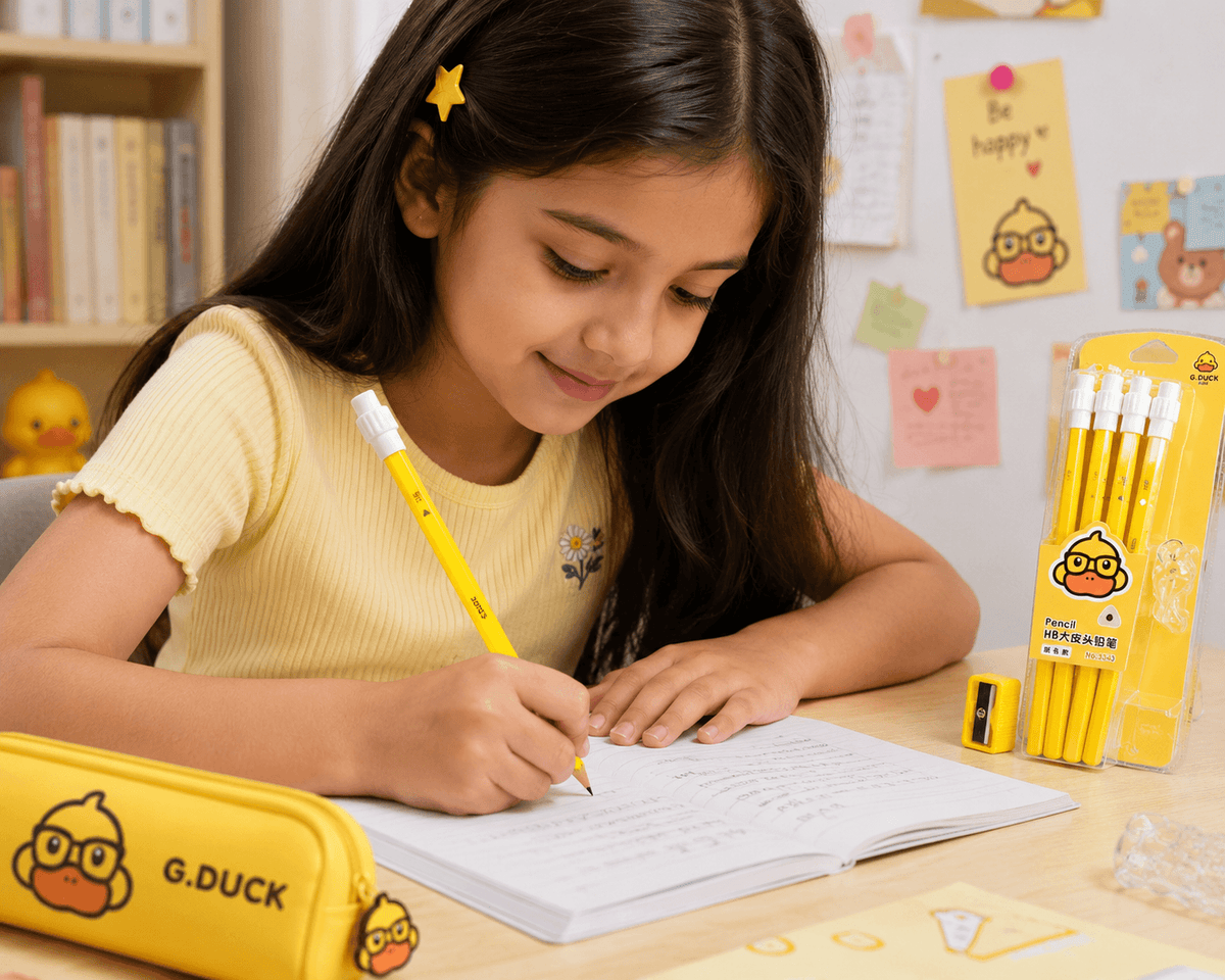 G Duck Kids HB Pencil Set with Sharpener