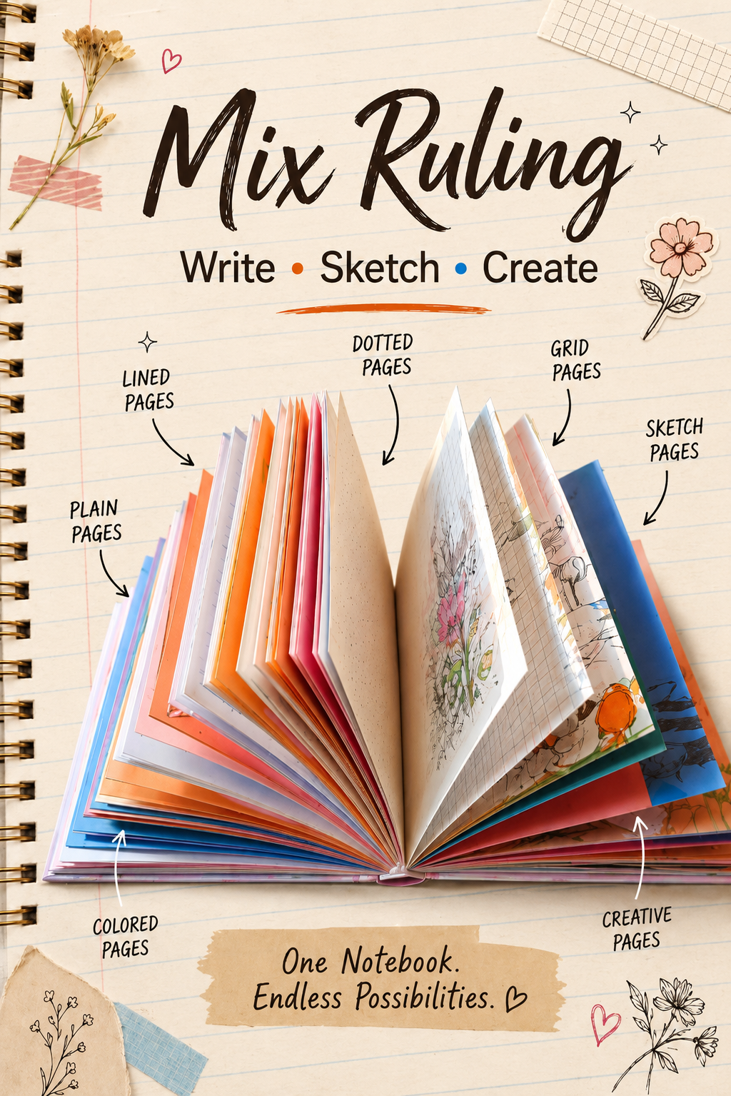 Flowers and Me Hardcover Journal Notebook.