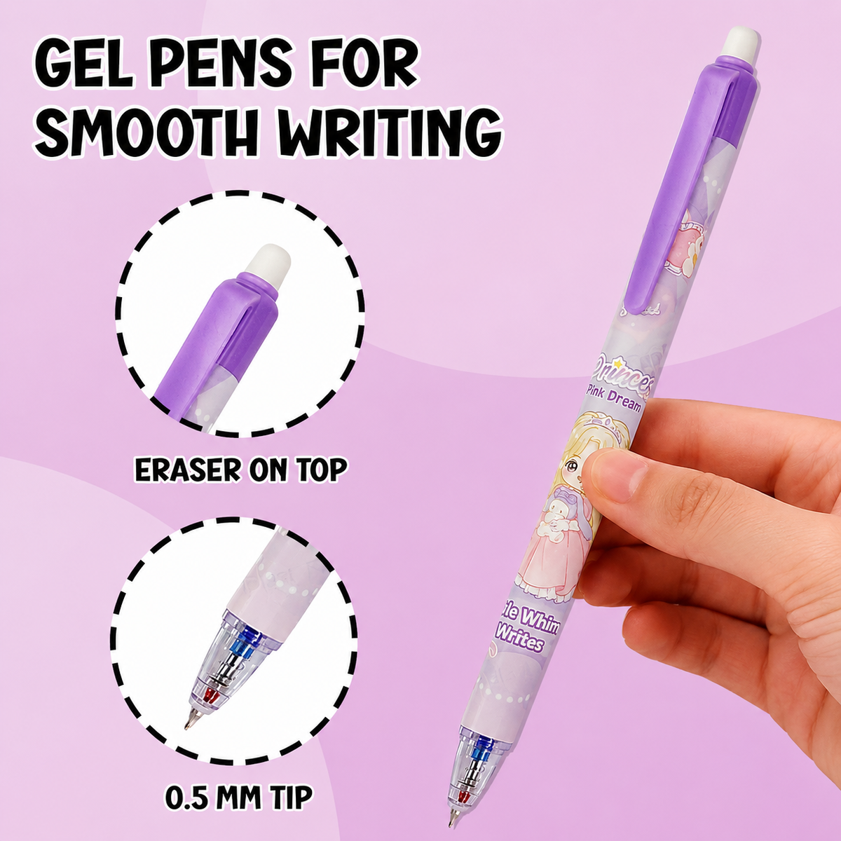 Princess Pink Dream Erasable Gel Pen Set – Pack of 12 Pens.