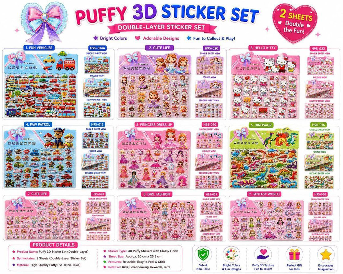 Puffy 3D Sticker Set